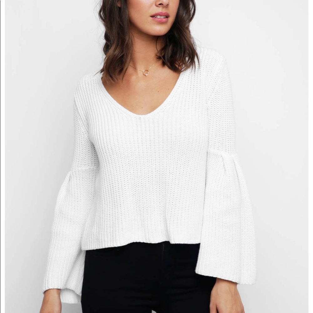 FREE PEOPLE Damsel Bell Sleeve Sweater White XS
